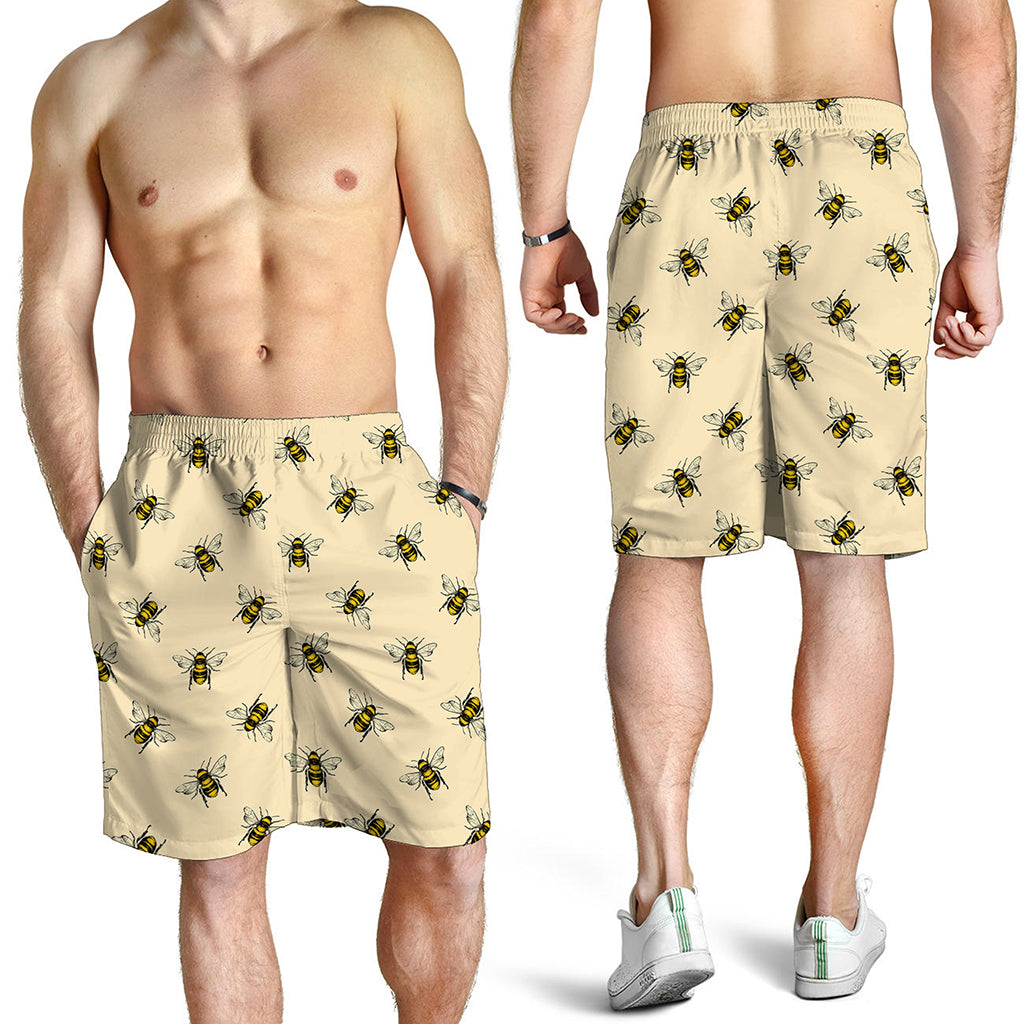 Vintage Bee Pattern Print Men's Shorts