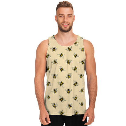Vintage Bee Pattern Print Men's Tank Top
