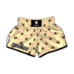 Vintage Bee Pattern Print Muay Thai Boxing Shorts