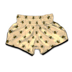 Vintage Bee Pattern Print Muay Thai Boxing Shorts
