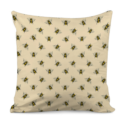 Vintage Bee Pattern Print Pillow Cover
