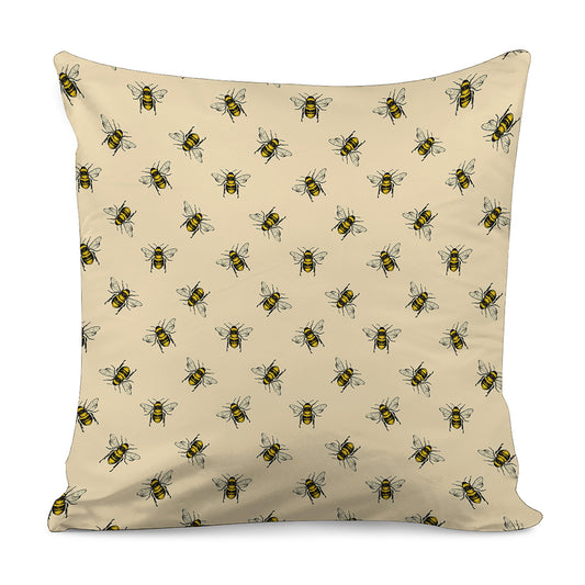 Vintage Bee Pattern Print Pillow Cover