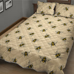 Vintage Bee Pattern Print Quilt Bed Set
