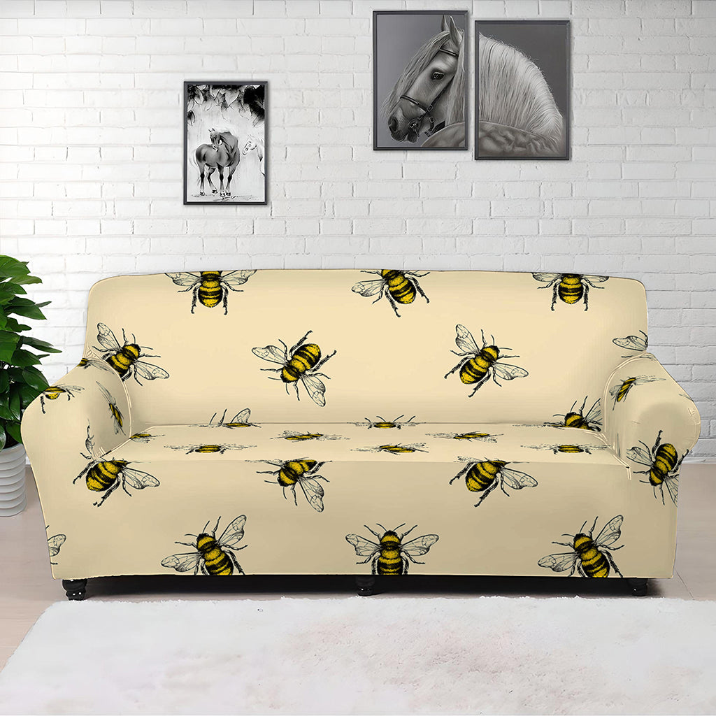 Vintage Bee Pattern Print Sofa Cover