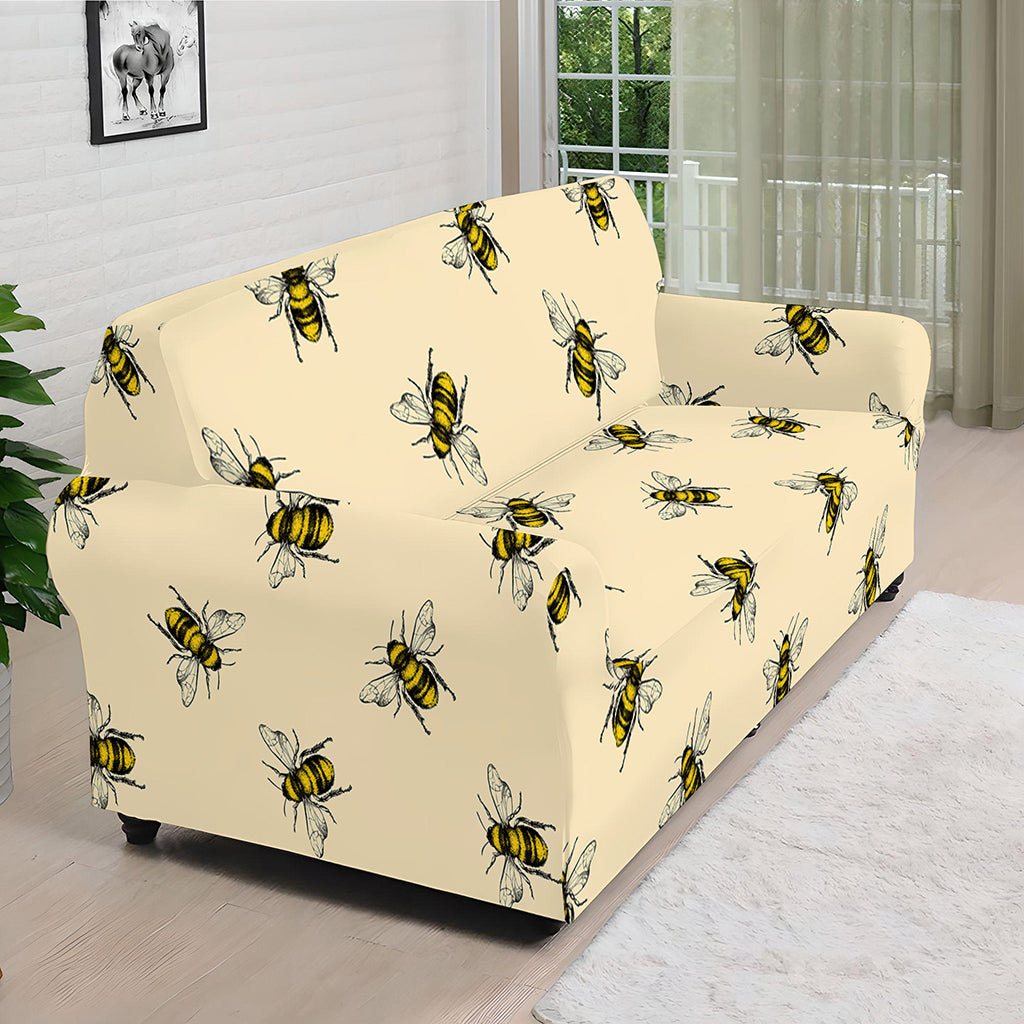Vintage Bee Pattern Print Sofa Cover