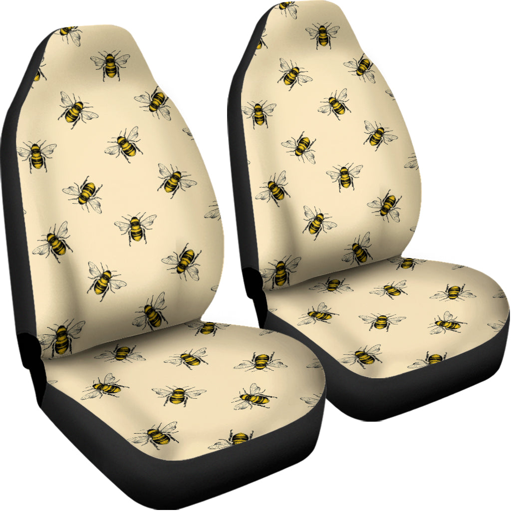 Vintage Bee Pattern Print Universal Fit Car Seat Covers