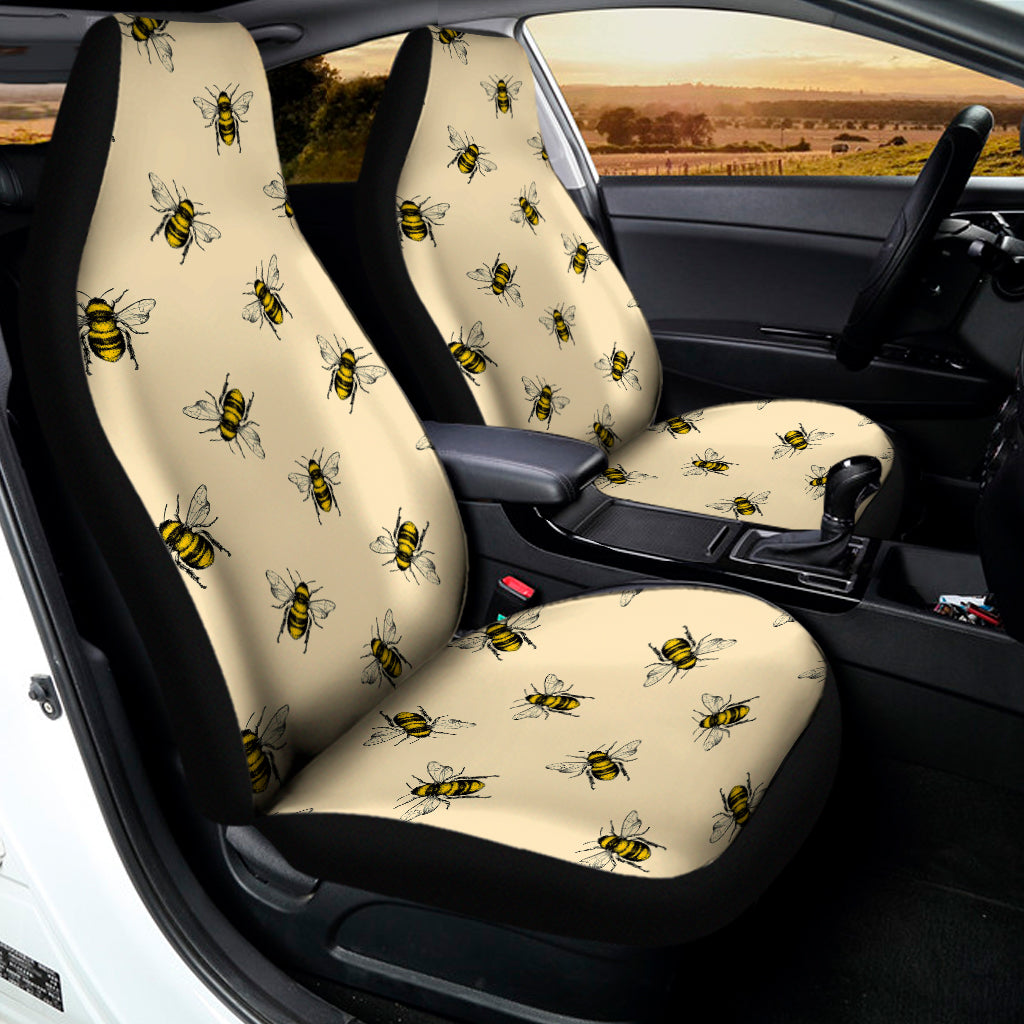 Vintage Bee Pattern Print Universal Fit Car Seat Covers
