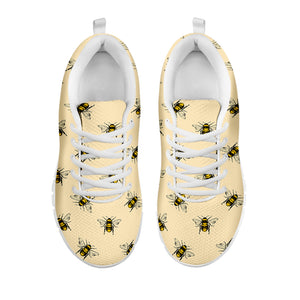 Vintage Bee Pattern Print White Sneakers