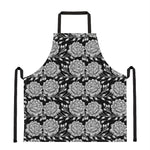 Vintage Black And White Floral Print Apron