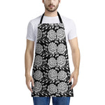 Vintage Black And White Floral Print Apron
