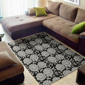 Vintage Black And White Floral Print Floor Mat
