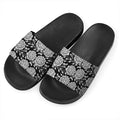 Vintage Black And White Floral Print Black Slide Sandals