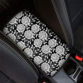 Vintage Black And White Floral Print Car Center Console Cover