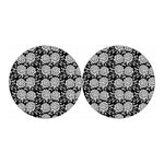 Vintage Black And White Floral Print Car Coasters