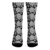 Vintage Black And White Floral Print Crew Socks