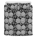 Vintage Black And White Floral Print Duvet Cover Bedding Set