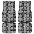 Vintage Black And White Floral Print Front and Back Car Floor Mats