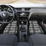 Vintage Black And White Floral Print Front and Back Car Floor Mats