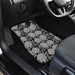 Vintage Black And White Floral Print Front and Back Car Floor Mats