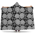 Vintage Black And White Floral Print Hooded Blanket