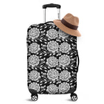 Vintage Black And White Floral Print Luggage Cover