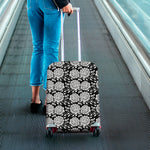 Vintage Black And White Floral Print Luggage Cover