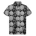 Vintage Black And White Floral Print Men's Short Sleeve Shirt