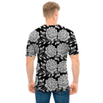 Vintage Black And White Floral Print Men's T-Shirt
