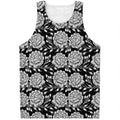 Vintage Black And White Floral Print Men's Tank Top