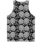 Vintage Black And White Floral Print Men's Tank Top