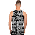 Vintage Black And White Floral Print Men's Tank Top