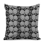 Vintage Black And White Floral Print Pillow Cover