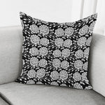 Vintage Black And White Floral Print Pillow Cover