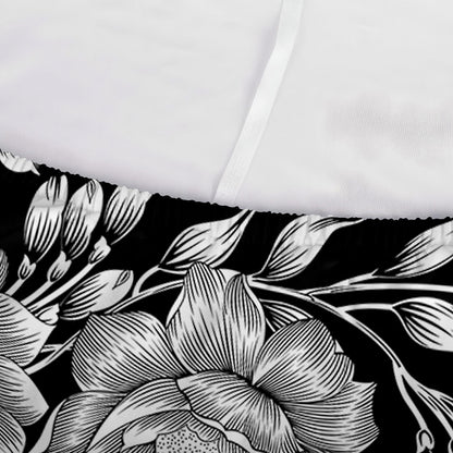 Vintage Black And White Floral Print Sofa Cover
