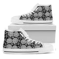Vintage Black And White Floral Print White High Top Sneakers