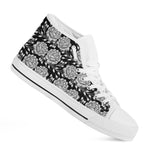 Vintage Black And White Floral Print White High Top Shoes