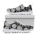Vintage Black And White Floral Print White Sneakers