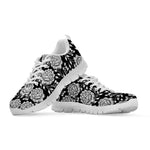 Vintage Black And White Floral Print White Sneakers