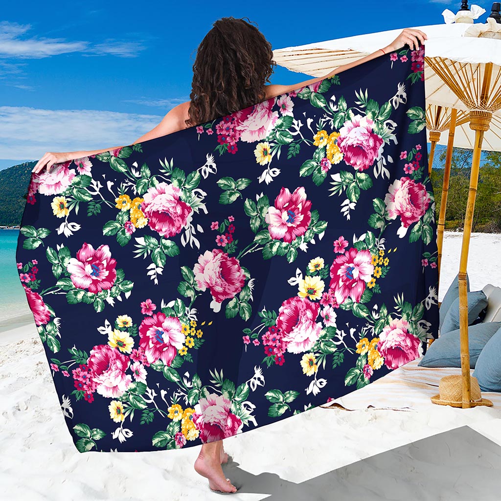 Vintage Blossom Floral Pattern Print Beach Sarong Wrap