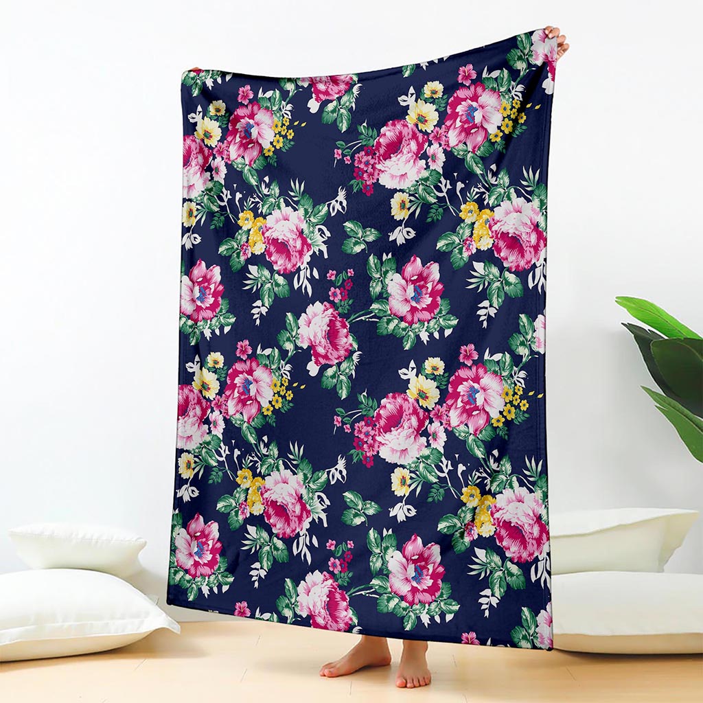 Vintage Blossom Floral Pattern Print Blanket