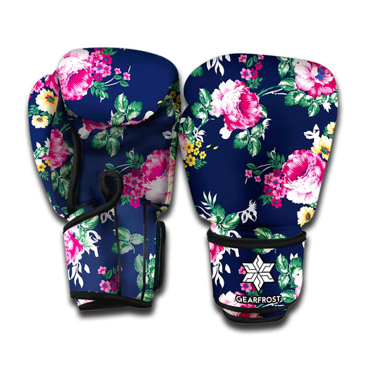 Vintage Blossom Floral Pattern Print Boxing Gloves