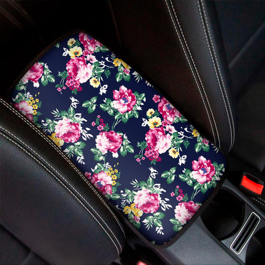 Vintage Blossom Floral Pattern Print Car Center Console Cover