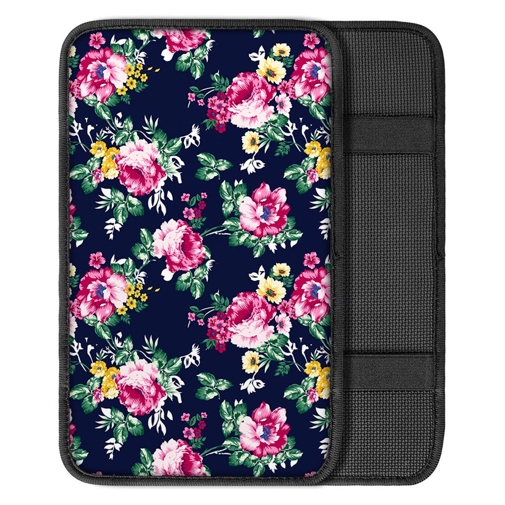 Vintage Blossom Floral Pattern Print Car Center Console Cover