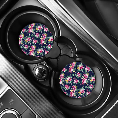 Vintage Blossom Floral Pattern Print Car Coasters