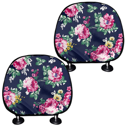Vintage Blossom Floral Pattern Print Car Headrest Covers