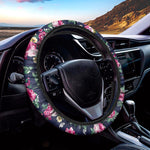 Vintage Blossom Floral Pattern Print Car Steering Wheel Cover