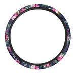 Vintage Blossom Floral Pattern Print Car Steering Wheel Cover