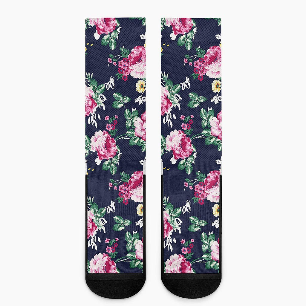 Vintage Blossom Floral Pattern Print Crew Socks