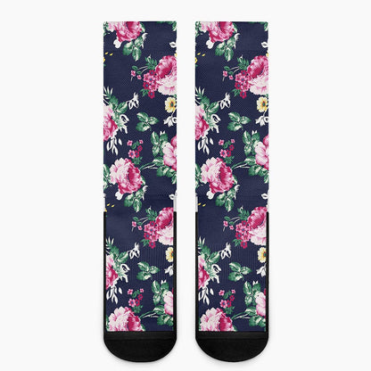 Vintage Blossom Floral Pattern Print Crew Socks