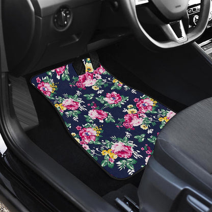 Vintage Blossom Floral Pattern Print Front and Back Car Floor Mats
